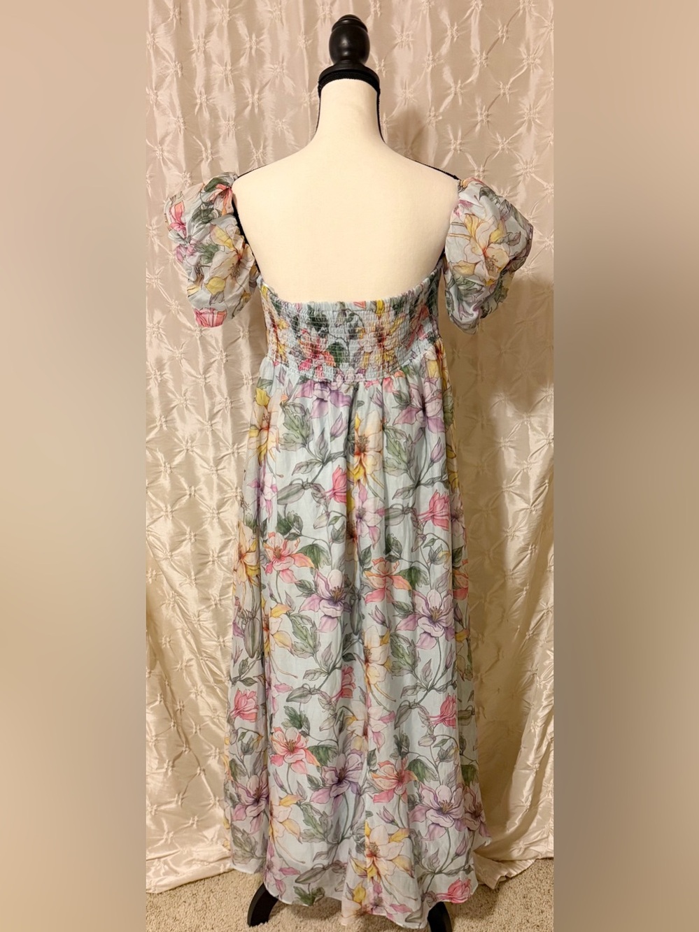 ASTR the Label Floral Off the Shoulder Midi Dress Blue Multi Tropical - Picture 5 of 12